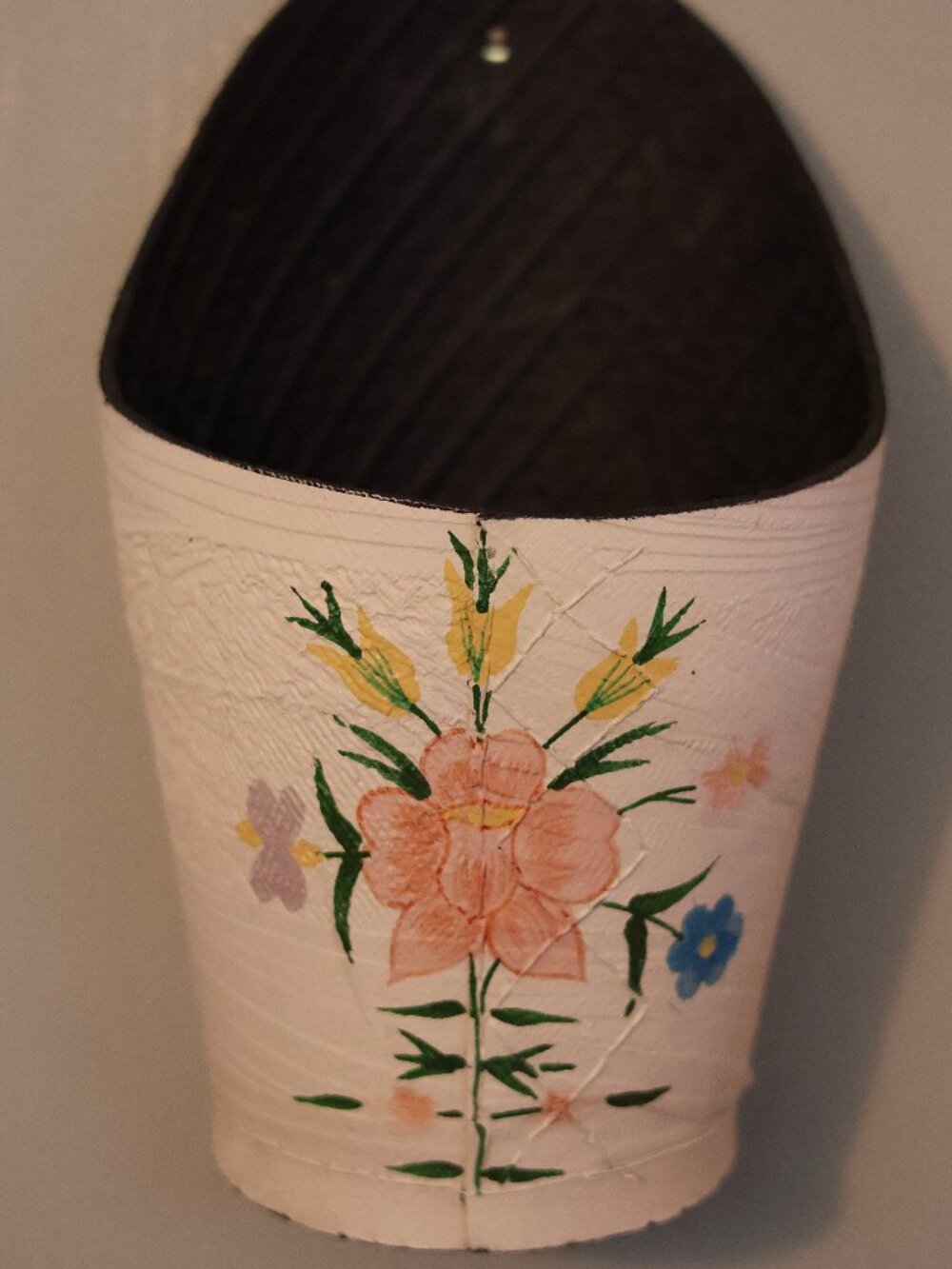 Vintage Mid Century Rubber Wall Pocket Planter - Mod Minimalist Hanging Decor